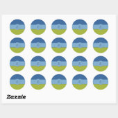 Groene zigzag, Blauwe Zigzag, Chevron, Monogram Ronde Sticker (Vel)