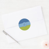 Groene zigzag, Blauwe Zigzag, Chevron, Monogram Ronde Sticker (Envelop)
