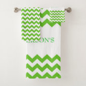 Groene Zigzag Chevron Bad Handdoek (Insitu)