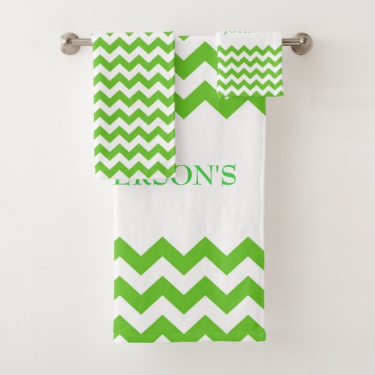 Groene Zigzag Chevron Bad Handdoek (Insitu)