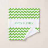 Groene Zigzag Chevron Bad Handdoek (Wasdoekje)