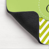 Groene zigzag, Chevron, Blauwe Stripes, Monogram Muismat (Hoek)