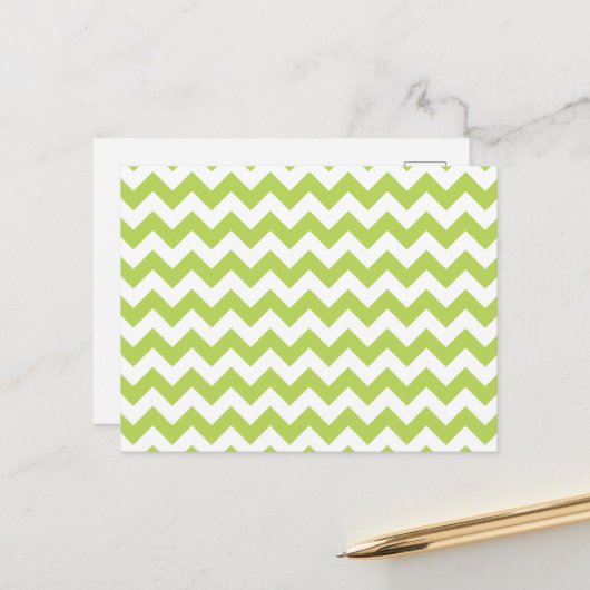 Groene zigzag, Groene Chevron, Geometrisch Patroon Briefkaart (Voorkant / Achterkant in situ)