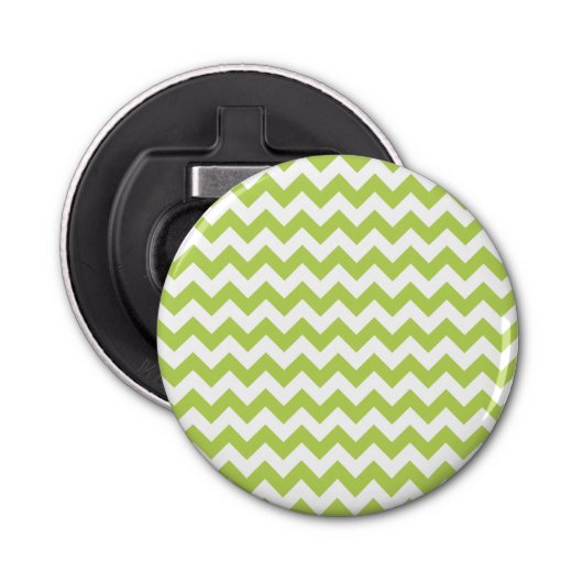 Groene zigzag, Groene Chevron, Geometrisch Patroon Button Flesopener (Voorkant)