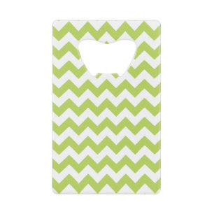 Groene zigzag, Groene Chevron, Geometrisch Patroon Creditkaart Flessenopener