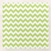 Groene zigzag, Groene Chevron, Geometrisch Patroon Glazen Onderzetter (Voorkant)