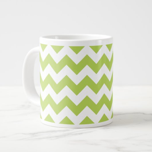 Groene zigzag, Groene Chevron, Geometrisch Patroon Grote Koffiekop (Links)