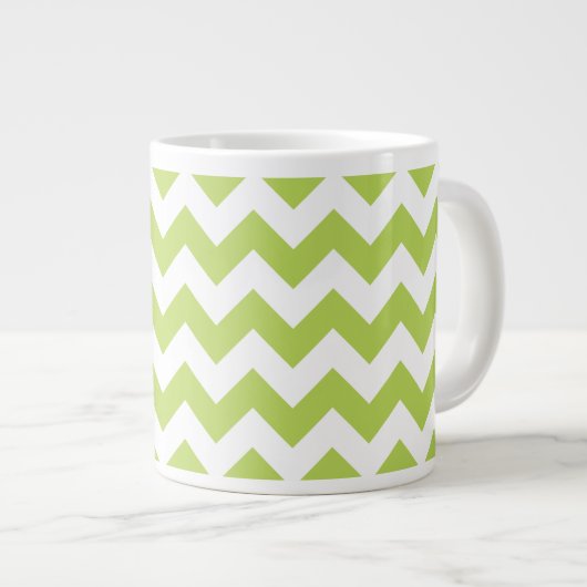 Groene zigzag, Groene Chevron, Geometrisch Patroon Grote Koffiekop (Voorkant rechts)