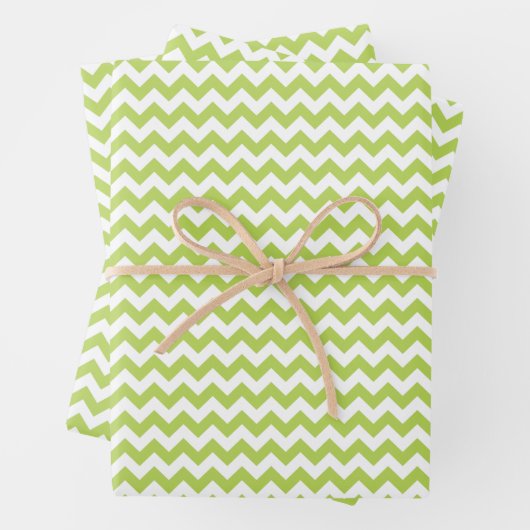 Groene zigzag, Groene Chevron, Geometrisch Patroon Inpakpapier Vel (In situ)