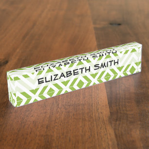 Groene zigzag, Groene Chevron, Geometrisch Patroon Naambordje