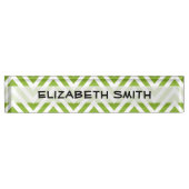 Groene zigzag, Groene Chevron, Geometrisch Patroon Naambordje (Voorkant)