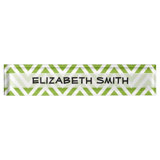 Groene zigzag, Groene Chevron, Geometrisch Patroon Naambordje (Voorkant)