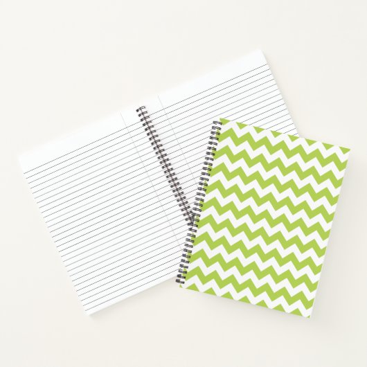 Groene zigzag, Groene Chevron, Geometrisch Patroon Notitieboek (Binnen)
