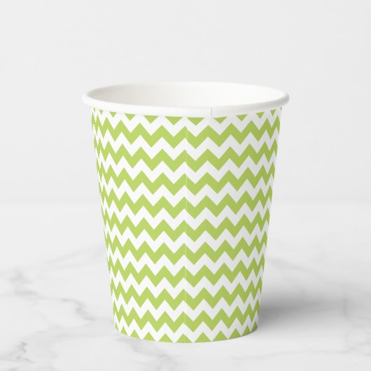 Groene zigzag, Groene Chevron, Geometrisch Patroon Papieren Bekers (Rechts)