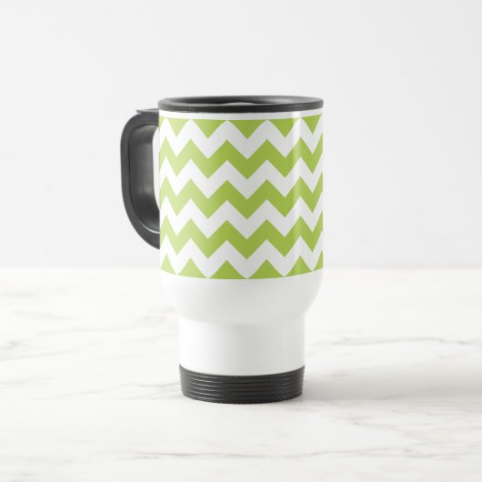 Groene zigzag, Groene Chevron, Geometrisch Patroon Reisbeker (Voorkant links)
