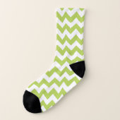 Groene zigzag, Groene Chevron, Geometrisch Patroon Sokken (Links - buitenkant)