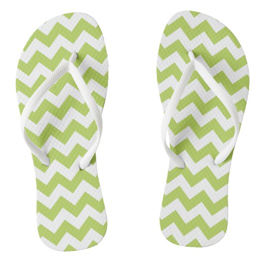 Groene zigzag, Groene Chevron, Geometrisch Patroon Teenslippers (Voetbed)