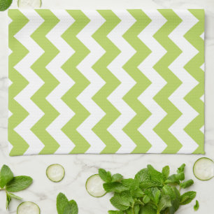 Groene zigzag, Groene Chevron, Geometrisch Patroon Theedoek