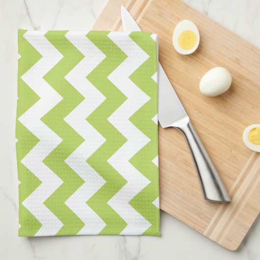 Groene zigzag, Groene Chevron, Geometrisch Patroon Theedoek (Quarter Fold)