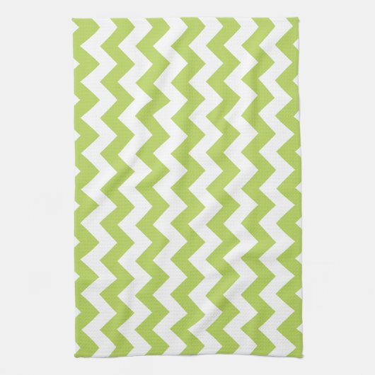 Groene zigzag, Groene Chevron, Geometrisch Patroon Theedoek (Verticaal)
