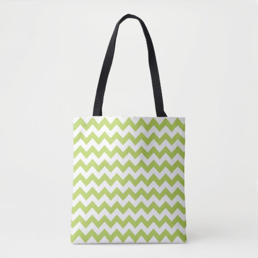Groene zigzag, Groene Chevron, Geometrisch Patroon Tote Bag (Voorkant)