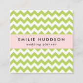 Groene zigzag, Groene Chevron, Geometrisch Patroon Vierkante Visitekaartje (Voorkant)