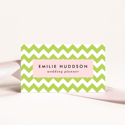 Groene zigzag, Groene Chevron, Geometrisch Patroon Visitekaartje