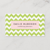 Groene zigzag, Groene Chevron, Geometrisch Patroon Visitekaartje (Voorkant)