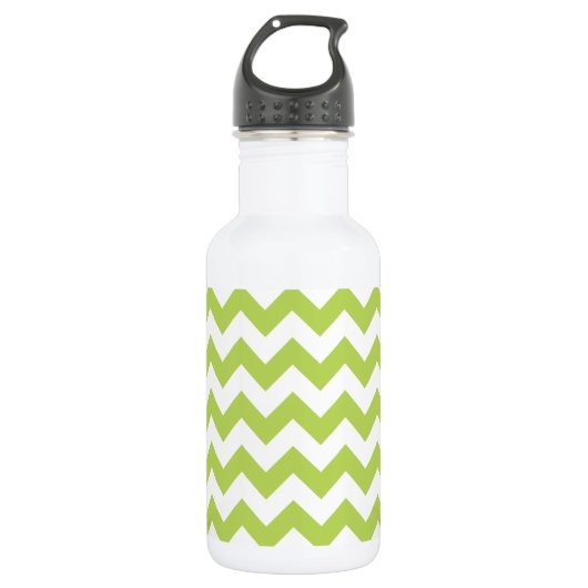 Groene Zigzag, Groene Chevron, Geometrisch Patroon Waterfles (Voorkant)