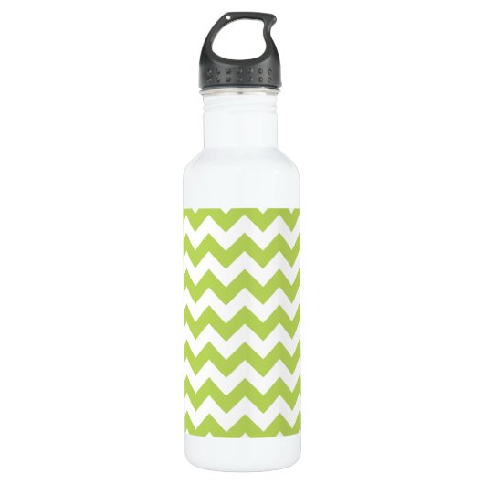 Groene zigzag, Groene Chevron, Geometrisch Patroon Waterfles (Voorkant)