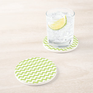 Groene zigzag, Groene Chevron, Geometrisch Patroon Zandsteen Onderzetter