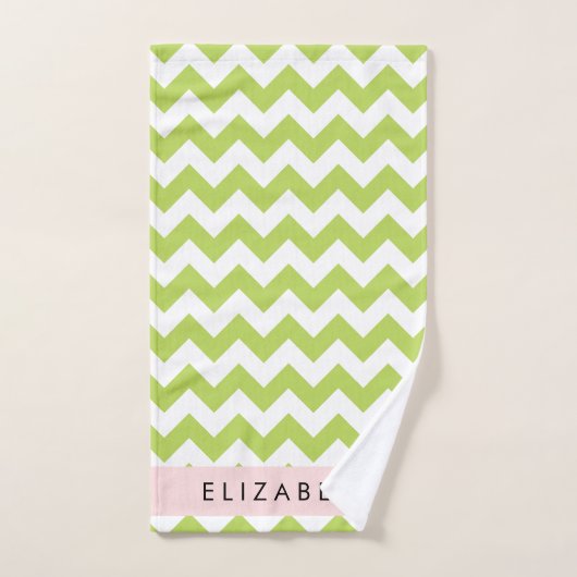 Groene zigzag, Groene Chevron, Jouw naam Bad Handdoek (Handdoek)