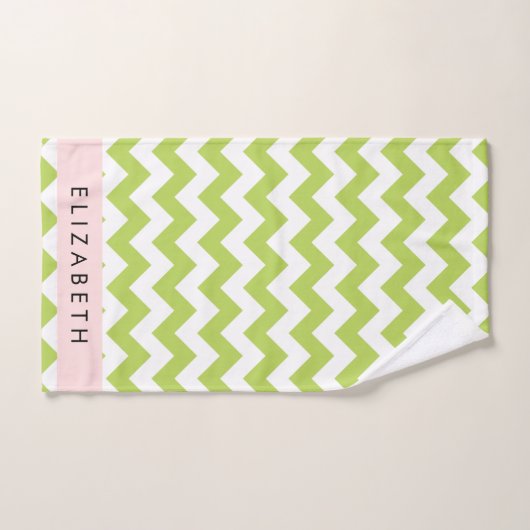 Groene zigzag, Groene Chevron, Jouw naam Bad Handdoek (Handdoek)