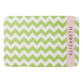 Groene zigzag, Groene Chevron, Jouw naam Badmat (Voorkant)