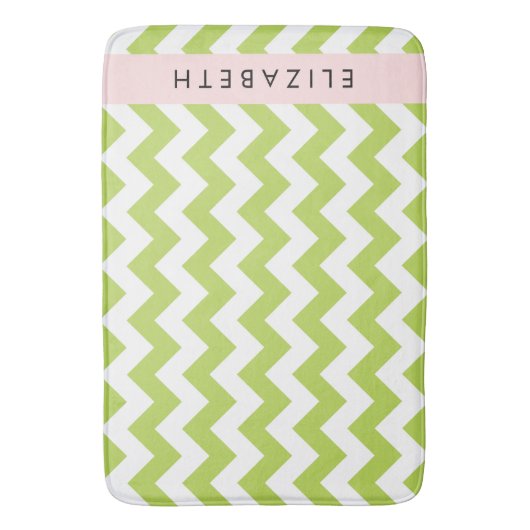 Groene zigzag, Groene Chevron, Jouw naam Badmat (Voorkant Verticaal)