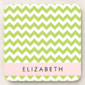 Groene zigzag, Groene Chevron, Jouw naam Bier Onderzetter (Voorkant)