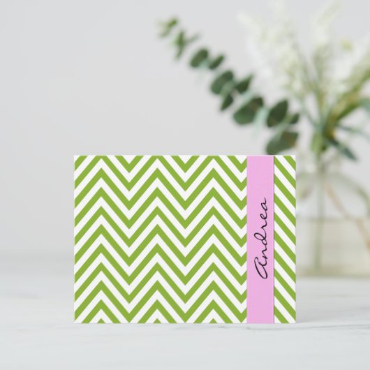 Groene zigzag, Groene Chevron, Jouw naam Briefkaart (Staand voorkant)