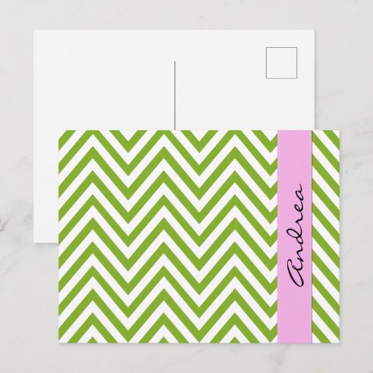 Groene zigzag, Groene Chevron, Jouw naam Briefkaart (Voorkant / Achterkant)