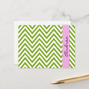Groene zigzag, Groene Chevron, Jouw naam Briefkaart
