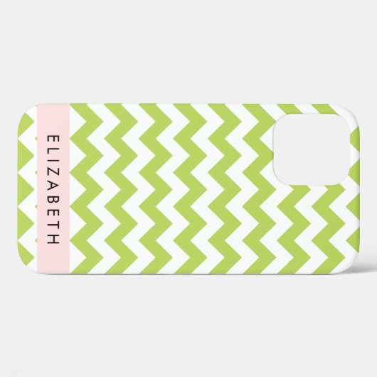 Groene zigzag, Groene Chevron, Jouw naam Case-Mate iPhone Case (Achterkant (horizontaal))