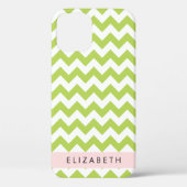Groene zigzag, Groene Chevron, Jouw naam Case-Mate iPhone Case (Achterkant)