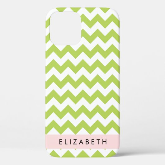 Groene zigzag, Groene Chevron, Jouw naam Case-Mate iPhone Case (Achterkant)