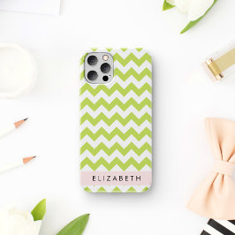 Groene zigzag, Groene Chevron, Jouw naam Case-Mate iPhone Case