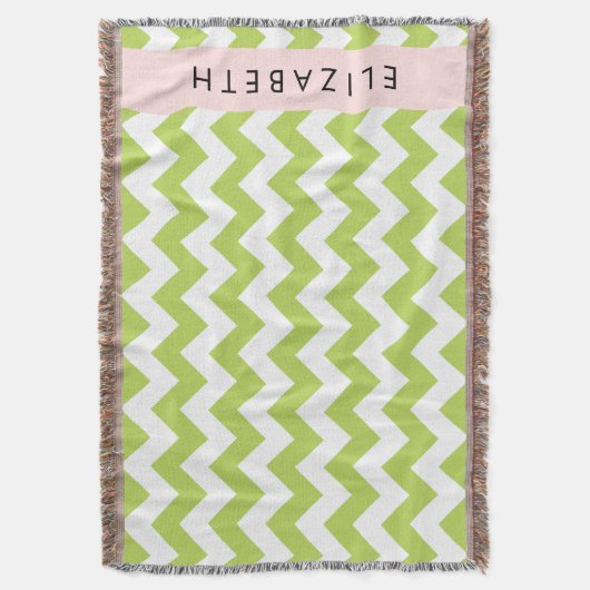 Groene zigzag, Groene Chevron, Jouw naam Deken (Voorkant Verticaal)