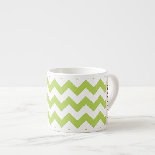 Groene zigzag, Groene Chevron, Jouw naam Espresso Kop (Voorkant rechts)