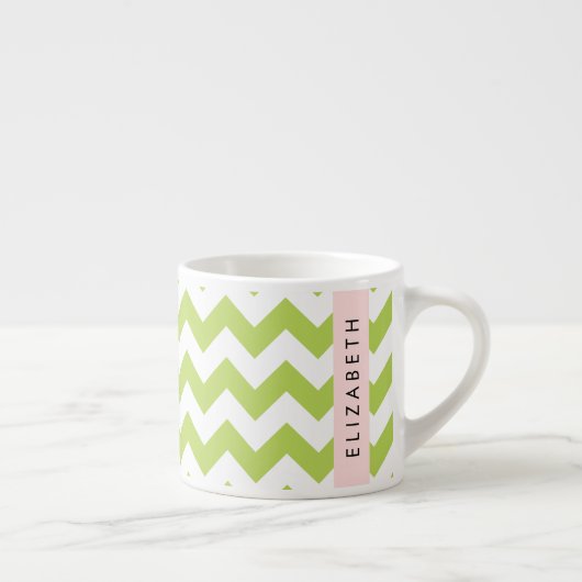 Groene zigzag, Groene Chevron, Jouw naam Espresso Kop (Rechts)
