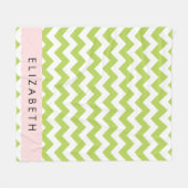 Groene zigzag, Groene Chevron, Jouw naam Fleece Deken (Voorkant (Horizontaal))