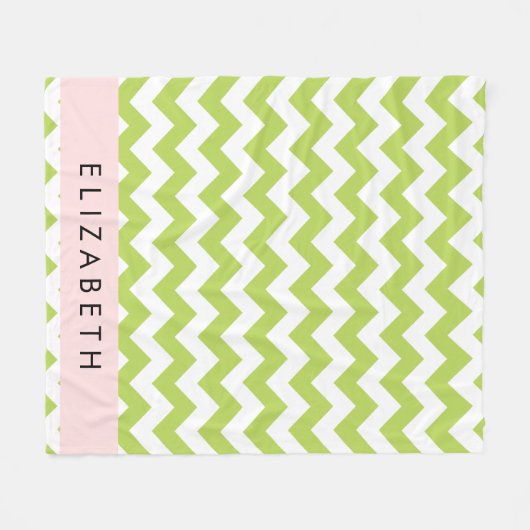 Groene zigzag, Groene Chevron, Jouw naam Fleece Deken (Voorkant (Horizontaal))