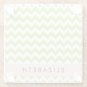 Groene zigzag, Groene Chevron, Jouw naam Glazen Onderzetter (Achterkant)
