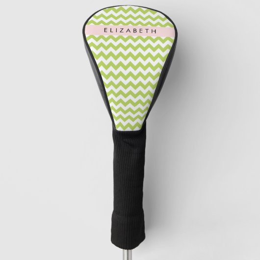 Groene zigzag, Groene Chevron, Jouw naam Golfheadcover (Voorkant)
